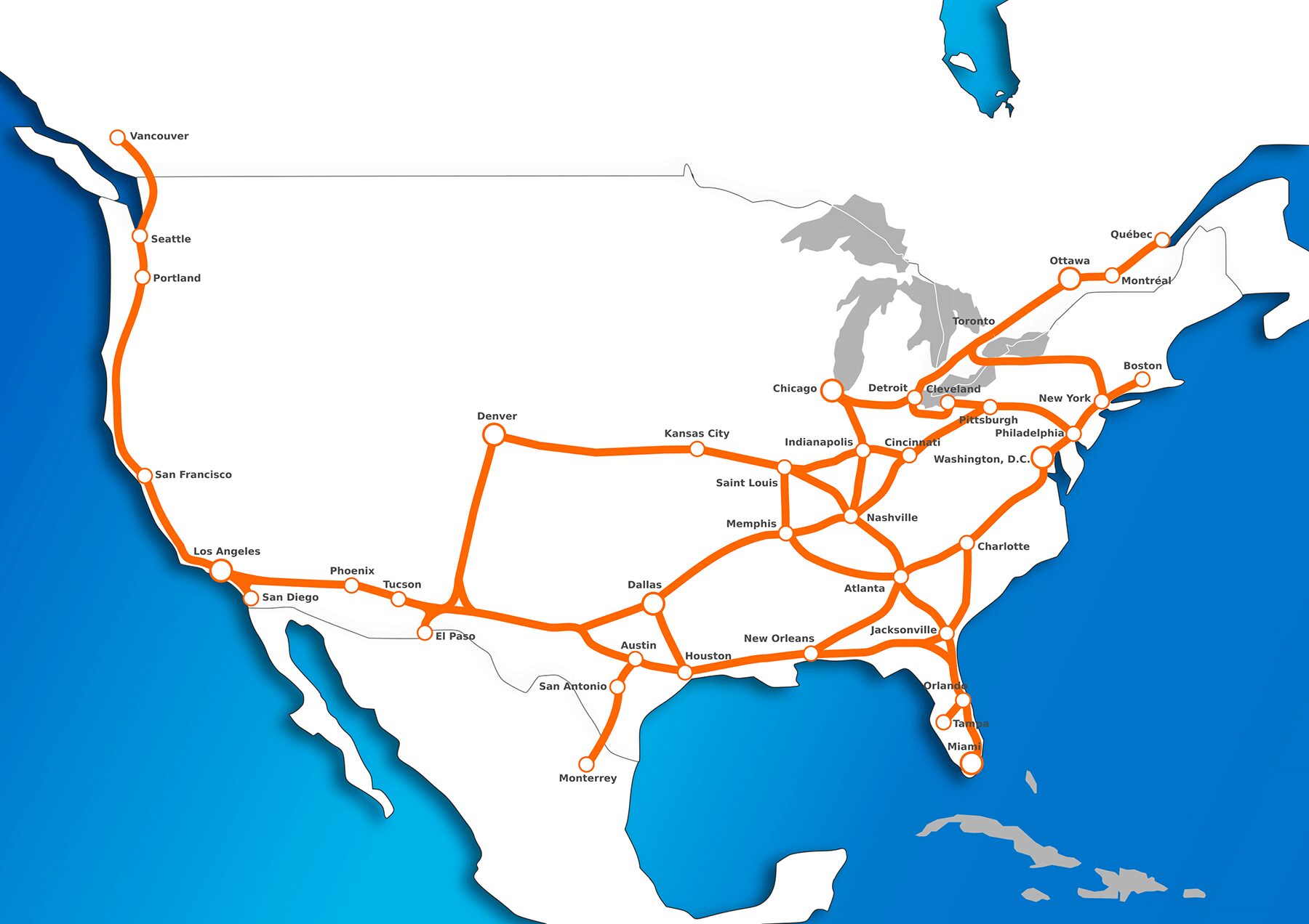 USA hyperloop routes